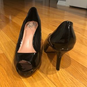 Vince Camuto patent leather peep toe pump